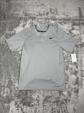 New Nike Baseball Shirt Men's Medium Gray Henley Short Sleeve Jersey DM0775 052
